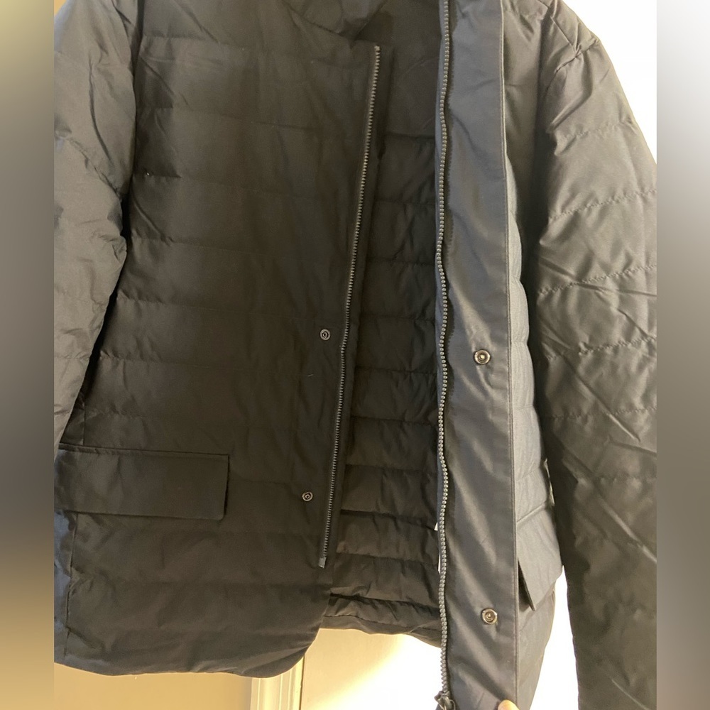 Massimo Dutti black down filled water repellent zip front jacket men. Large - Picture 4 of 14